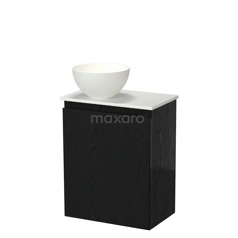 Modulo Pico Toiletmeubel met Waskom | 41 cm Zwart eiken Greeploos front Solid surface waskom Solid surface wastafelblad TMK10-18805