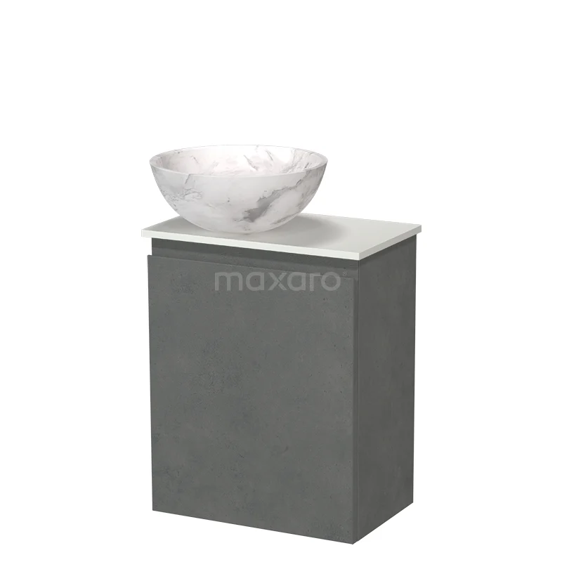 Modulo Pico Toiletmeubel met Waskom | 41 cm Donkergrijs beton Greeploos front Natuursteen waskom Solid surface wastafelblad TMK10-18878