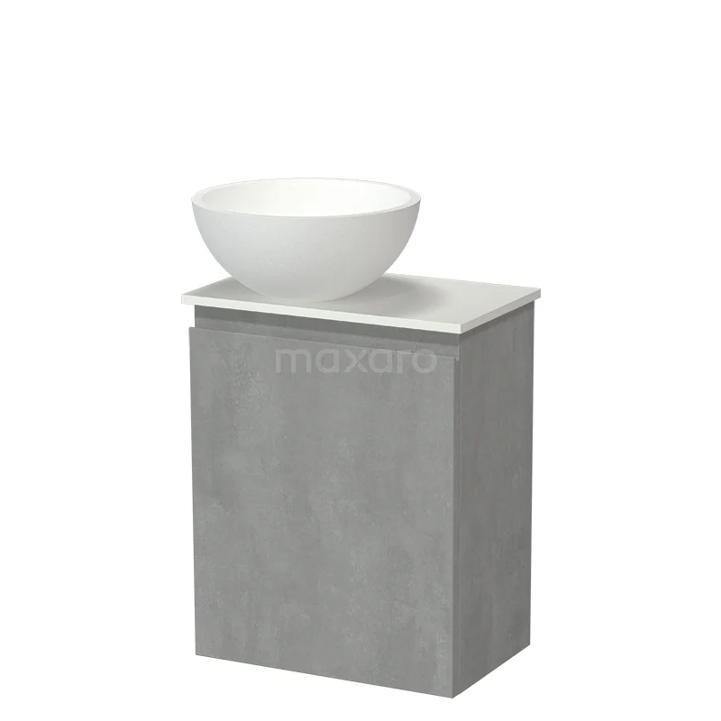 Modulo Pico Toiletmeubel met Waskom | 41 cm Lichtgrijs beton Greeploos front Solid surface waskom Solid surface wastafelblad TMK10-18901