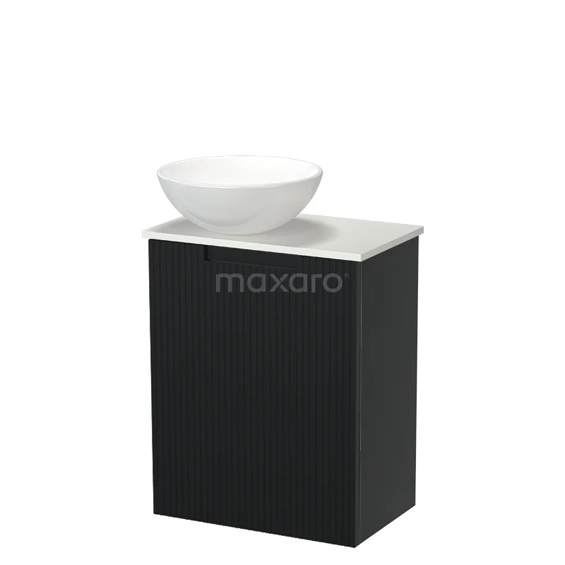 Modulo Pico Toiletmeubel met Waskom | 41 cm Mat zwart Lijn front Keramiek waskom Solid surface wastafelblad TMK10-18903