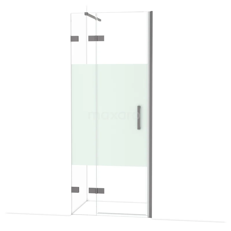 Diamant-Duschtüren DDB21352123ZM Glasige Duschecke mit klaren Paneelen, mattem Streifendetail und chromatischen Scharnieren, elegant entworfen für moderne Bäder.