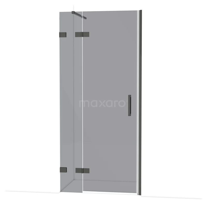 Diamond Shower door | 90 cm Black chrome Smoke glass Pivot door DDB21362121BC Douchedeur glas, helder transparant, zwart metalen scharnieren, moderne stijl; ideaal voor minimalistische badkamerontwerpen.