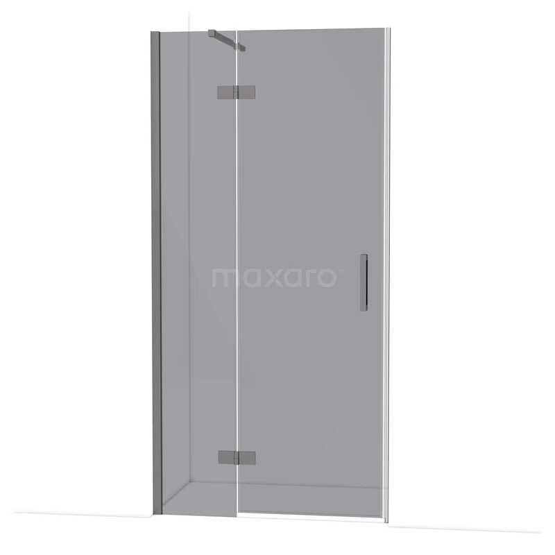 Duschtür Diamond 100 cm 8mm Rauchglas Sicherheitsglas Schwarz Metall DDB21461111ZMN Glasene Duschtür mit Scharnieren und Haltegriff, minimalistisches Design, ideal für ein modernes Badezimmer.