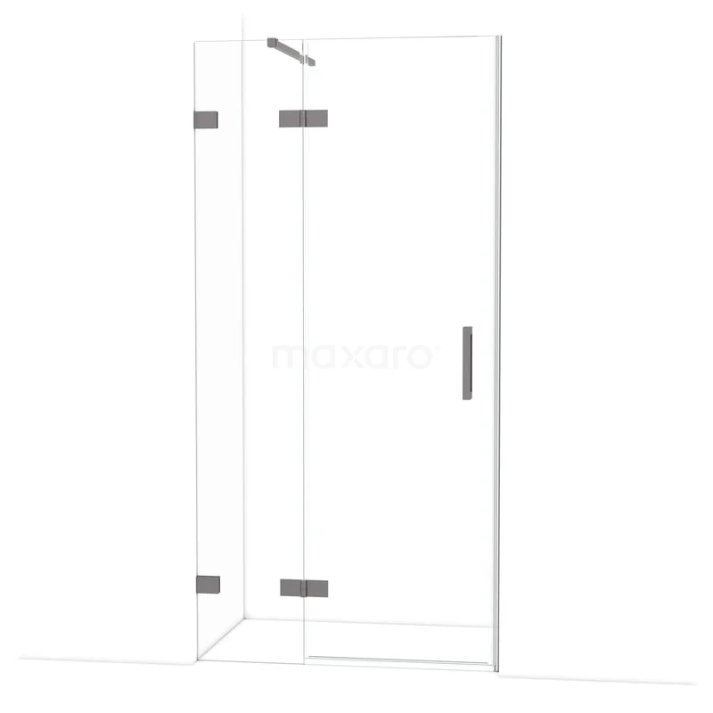 Diamond Douchedeur | 100 cm Zwart metaal Helder glas Draaideur DDB21461120ZM Glazen douchehoek met transparant veiligheidsglas en roestvrijstalen scharnieren, ideaal voor een moderne badkamer.