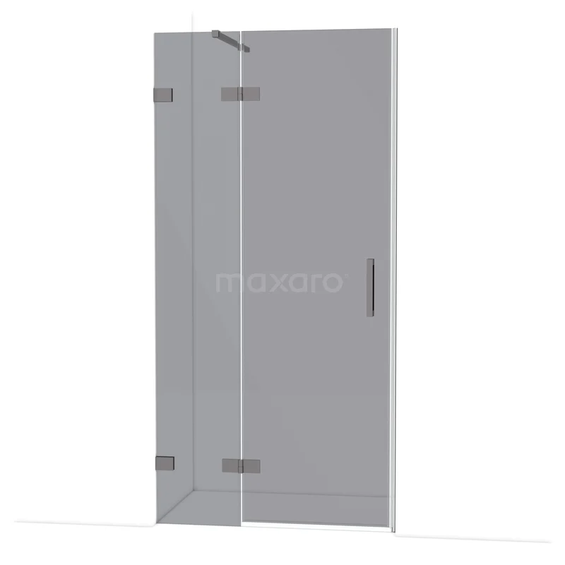 Diamond Shower door | 100 cm Black metal Smoke glass Pivot door DDB21461121ZM Glazen douchedeur met scharnieren, transparant design, geschikt voor moderne badkamers, minimalistische look.