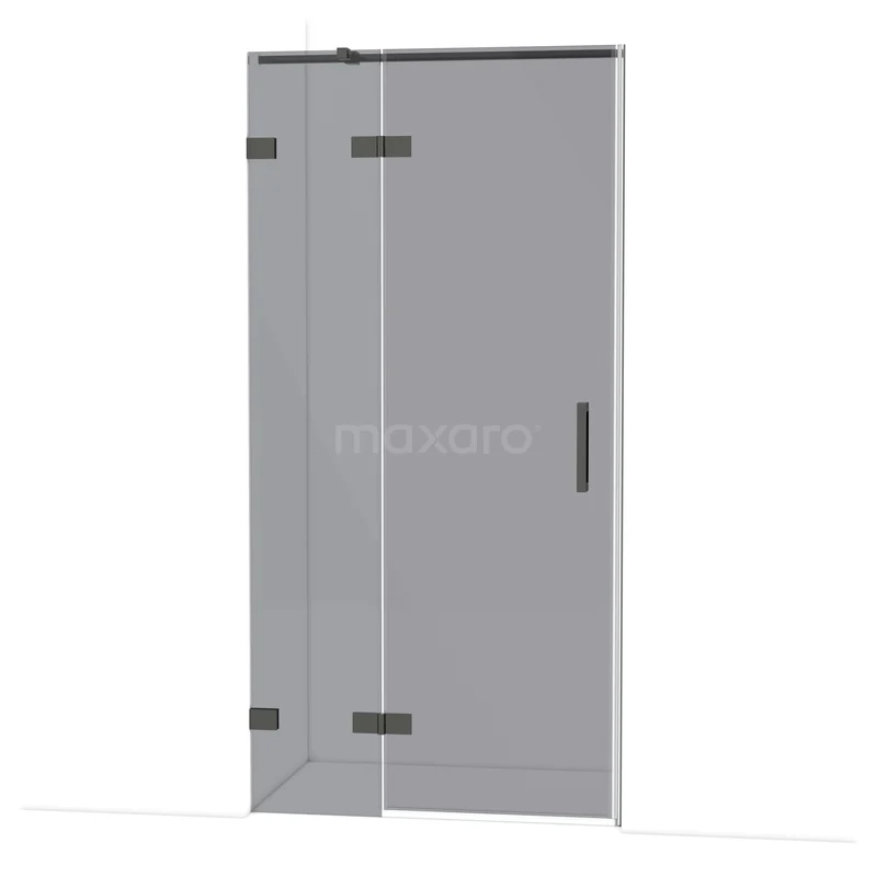 Diamond Douchedeur | 100 cm Zwart chroom Rookglas Draaideur DDB21461321BC Douchedeur met matzwart frame, helder glas en scharnieren, ideaal voor een moderne badkamer inrichting.