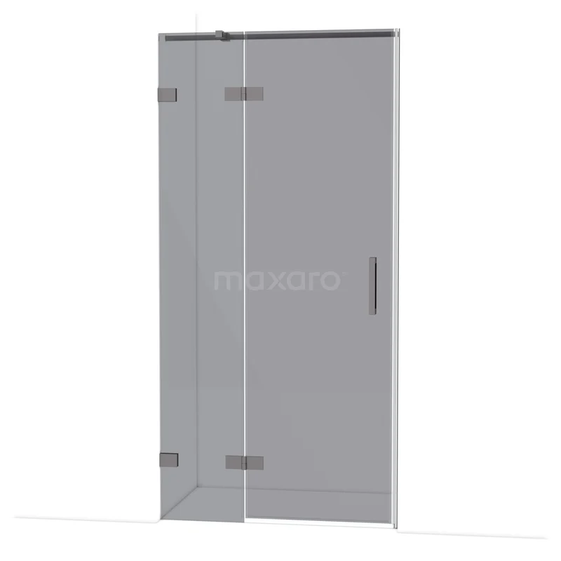 Diamond Douchedeur | 100 cm Zwart metaal Rookglas Draaideur DDB21461321ZM Glazen douchedeur met hoekdesign, transparant gehard glas, chromen scharnieren, ideaal voor moderne badkamerrenovatie.