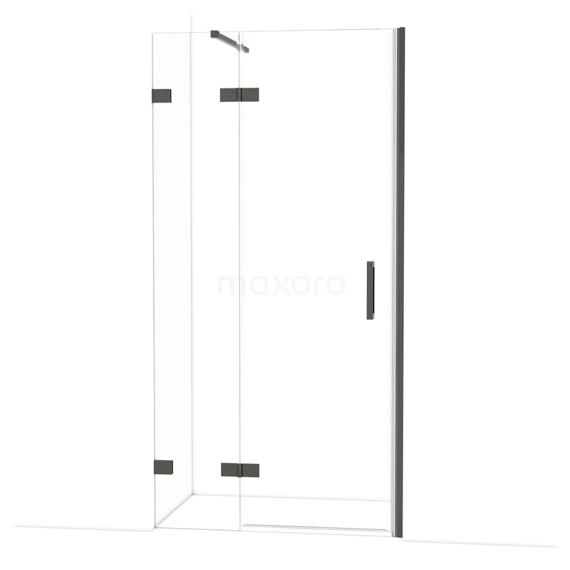 Diamant-Duschtüren DDB21462120BC Glasene Duschtür mit Eckprofil, Schwarz Beschlag und schickem Design; ideale Ergänzung für ein modernes Badezimmer.