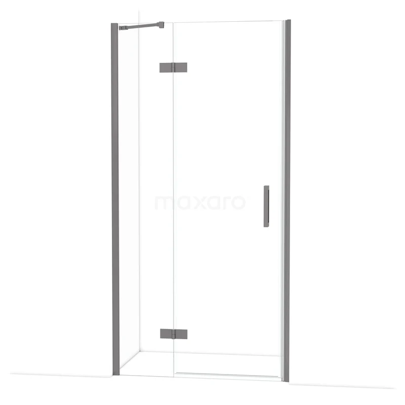 Diamond Shower door | 100 cm Black metal Clear glass Pivot door DDB21462210ZM Douchedeur met helder glas, hoekmodel, RVS-scharnieren en minimalistisch design. Perfect voor een stijlvolle badkamer.