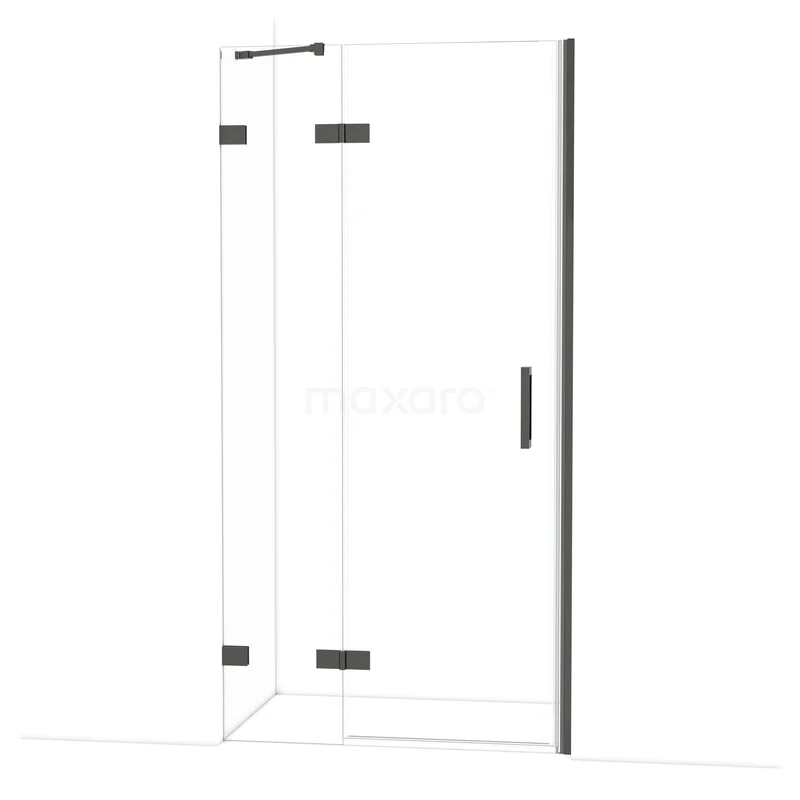 Diamant-Duschtüren DDB21462220BC Glas Duschkabine mit Schwarz Akzenten, Eckmodell mit Drehtür, ideal für ein modernes Badezimmer.