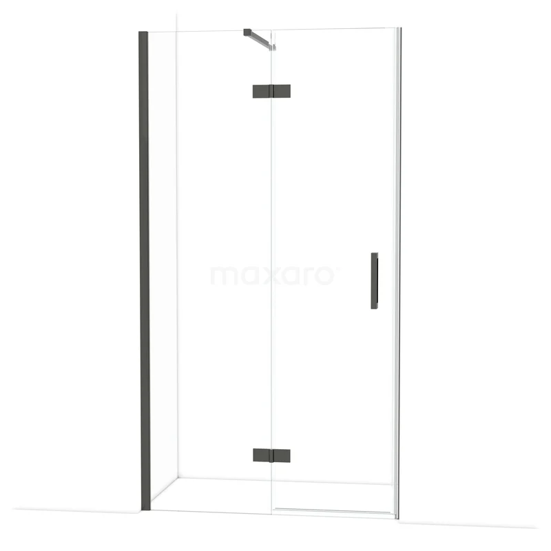 Diamond Douchedeur | 110 cm Zwart chroom Helder glas Draaideur DDB21651110BCN Glazen douchecabine met matzwarte details, hoekinstap, draaideur en helder glas. Modern design voor elke badkamer.