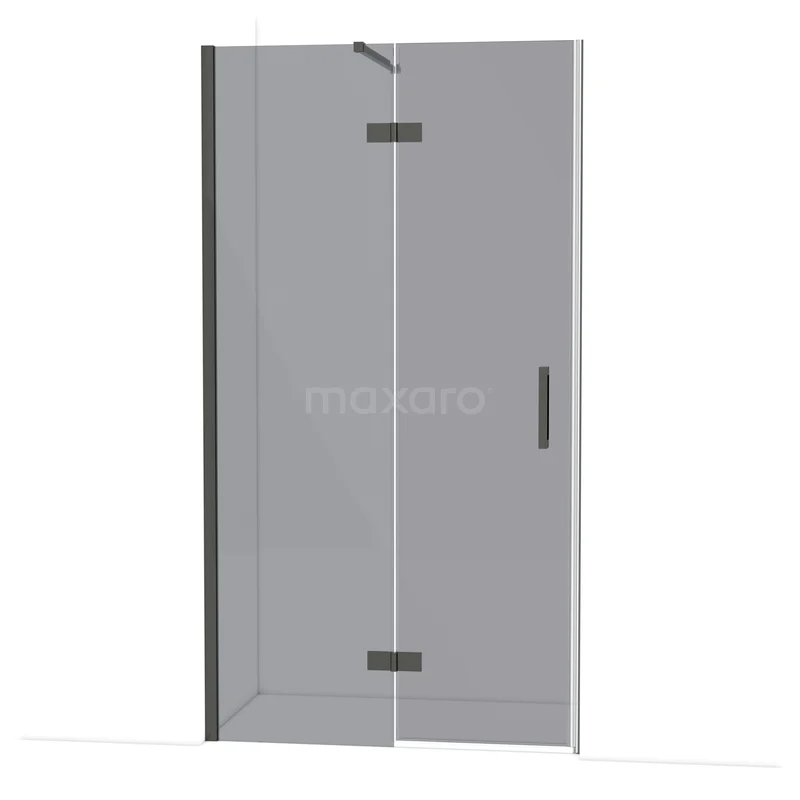 Diamond Douchedeur | 110 cm Zwart chroom Rookglas Draaideur DDB21651111BCN Glazen douchedeur met scharnieren, strak design in helder glas, ideaal voor moderne badkamers.