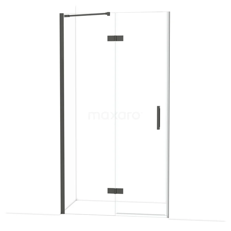 Diamond Douchedeur | 110 cm Zwart chroom Helder glas Draaideur DDB21651210BCN Douchecabine met hoekinstap, mat zwarte profielen en helder glazen deur, ideaal als moderne badkameroplossing.