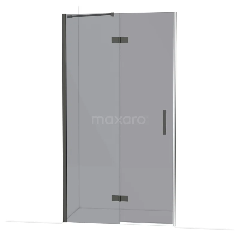 Diamond Douchedeur | 110 cm Zwart chroom Rookglas Draaideur DDB21651211BCN Glazen douchedeur met zwart frame, draaibare panelen, geschikt voor moderne badkamers.