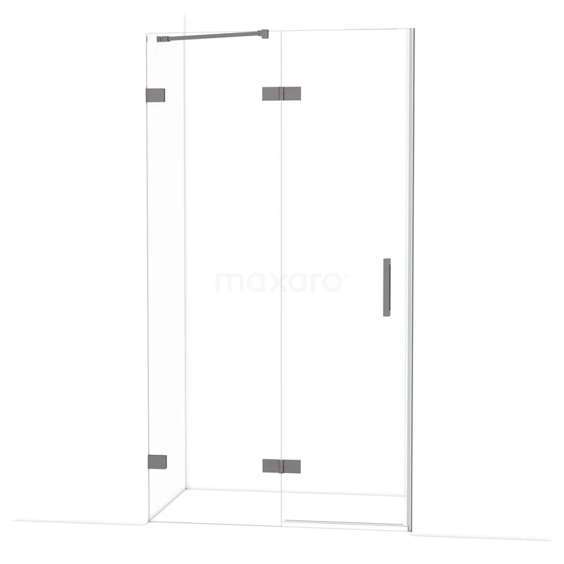 Diamond Shower door | 110 cm Black metal Clear glass Pivot door DDB21651220ZM Glass shower cabin with corner entry, transparent safety glass and chrome details, perfect for a modern bathroom.