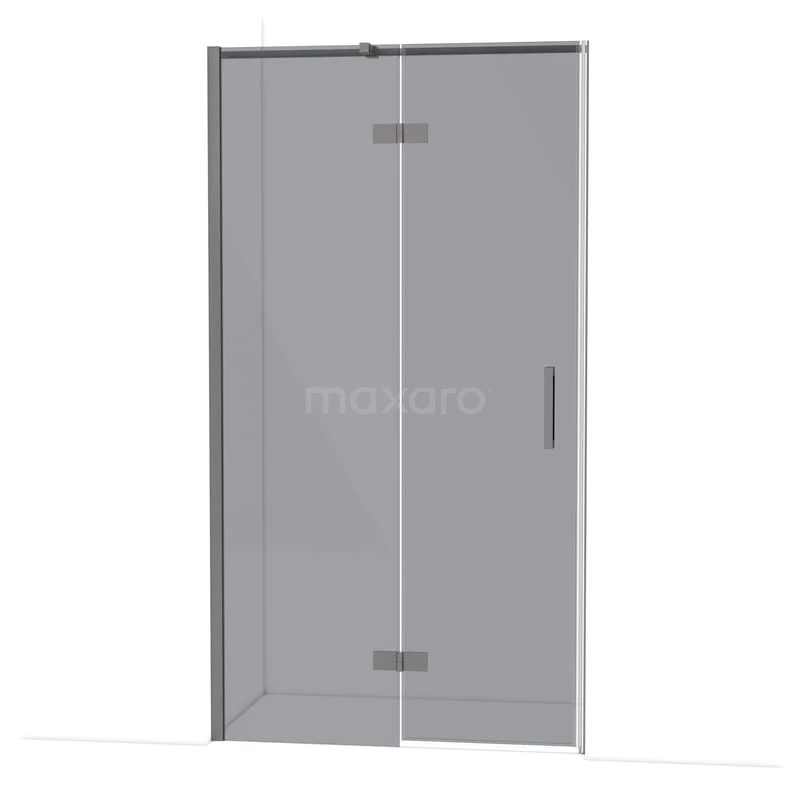 Diamond Douchedeur | 110 cm Zwart metaal Rookglas Draaideur DDB21651311ZMN Glazen douchedeur met scharnieren, hoekdouche, transparant glas en zwarte profielen, geschikt voor moderne badkamers.