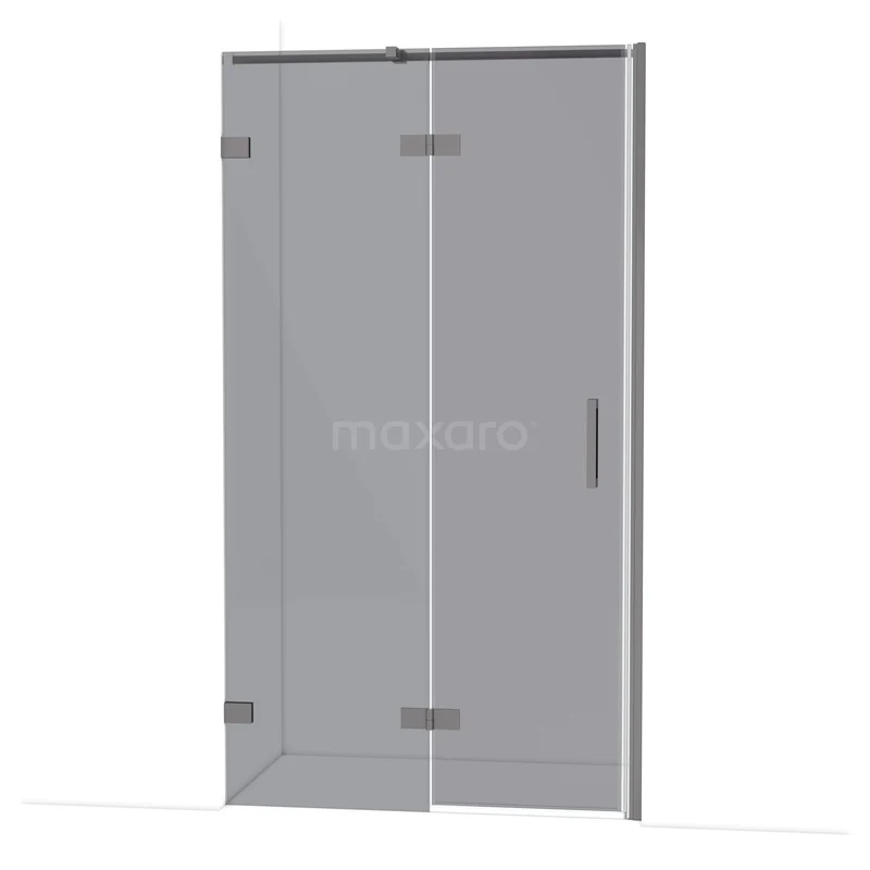 Diamond Douchedeur | 110 cm Zwart metaal Rookglas Draaideur DDB21652321ZM Draaideur-douchewand met helder glas, aluminium profielen en sierlijke handgreep, ideaal voor een moderne badkamer.