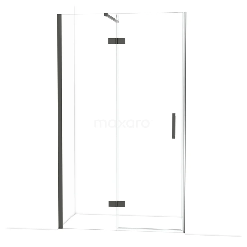Diamond Douchedeur | 120 cm Zwart chroom Helder glas Draaideur DDB21661110BCN Moderne glazen douchewand met deur, zwart kader en minimalistisch design, perfect voor een stijlvolle badkamer.