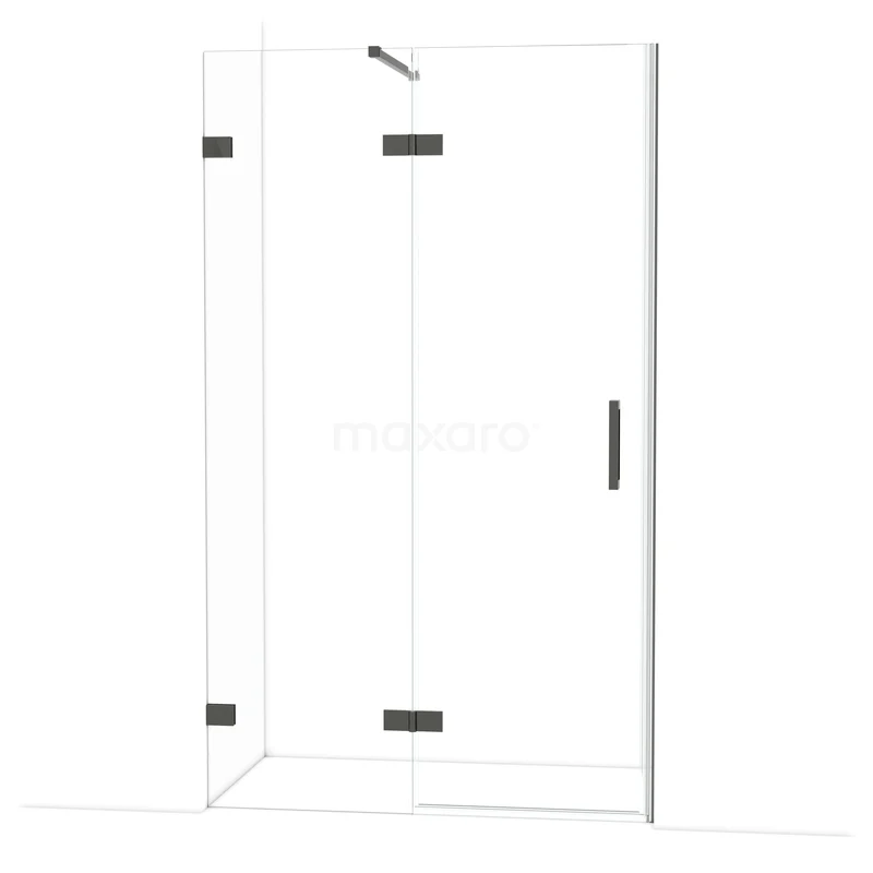 Diamond Douchedeur | 120 cm Zwart chroom Helder glas Draaideur DDB21661120BC Douchecabine van helder glas met zwart metalen accenten, hoekmodel ideaal voor een moderne badkamer.
