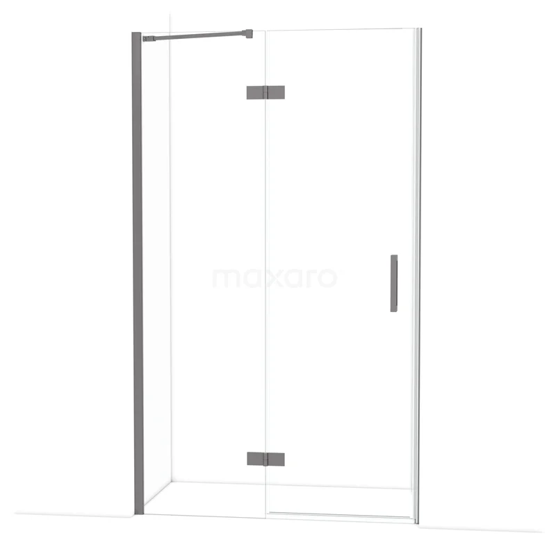 Diamond Douchedeur | 120 cm Zwart metaal Helder glas Draaideur DDB21661210ZMN Glazen douchecabine met hoekinstap, helder veiligheidsglas en chromen profielen, strak design voor moderne badkamers.