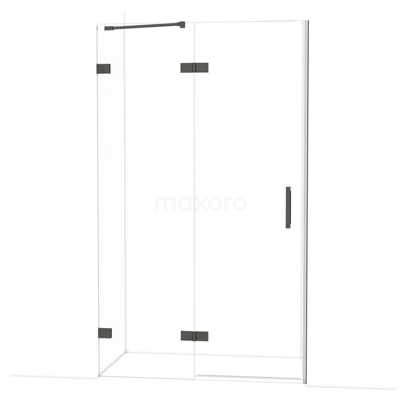 Diamond Douchedeur | 120 cm Zwart chroom Helder glas Draaideur DDB21661220BC Douchecabine met matzwarte accenten, hoekinstap, helder glas en strak design, ideaal als stijlvolle toevoeging aan de badkamer.