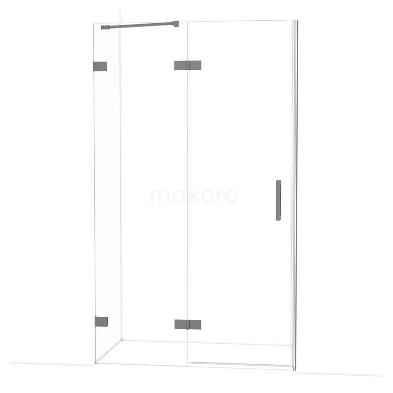 Duschtür Diamond 120 cm 8mm Klar Sicherheitsglas Schwarz Metall DDB21661220ZM Glas Duschkabine mit Scharnier Tür, transparent gehärtetes Glas und chromatische Akzente, ideale minimalistische Ergänzung zum Badezimmer.