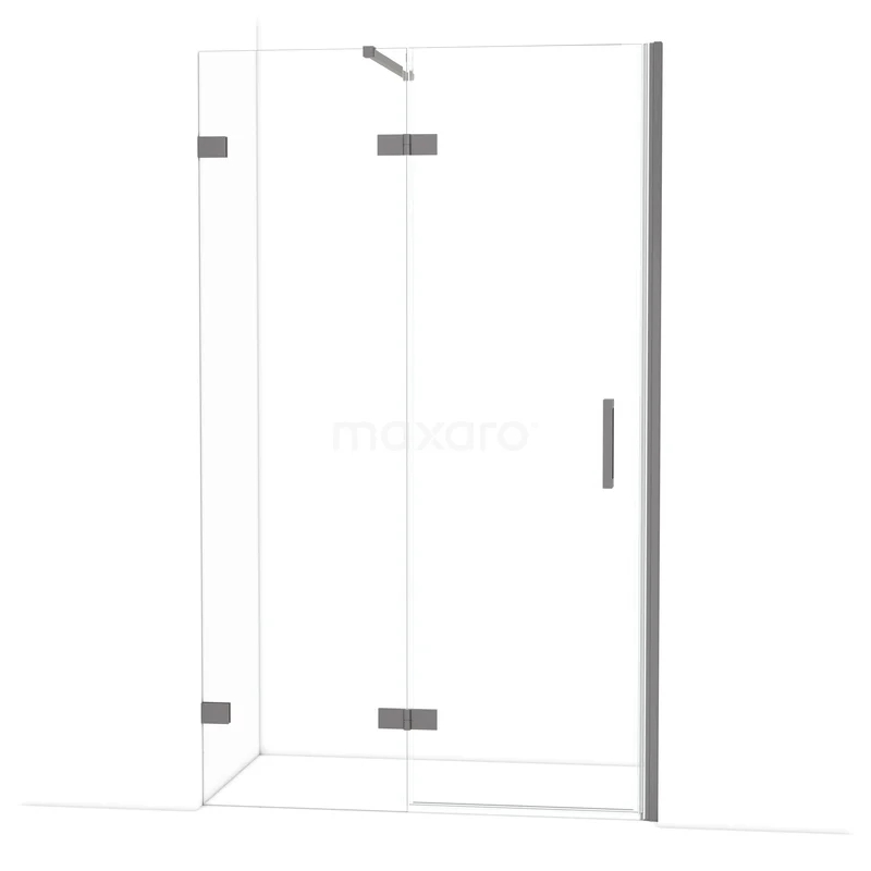 Diamond Douchedeur | 120 cm Zwart metaal Helder glas Draaideur DDB21662120ZM Douchehoek met helder veiligheidsglas, chroom scharnieren en handgreep, strak design voor een moderne badkamer.