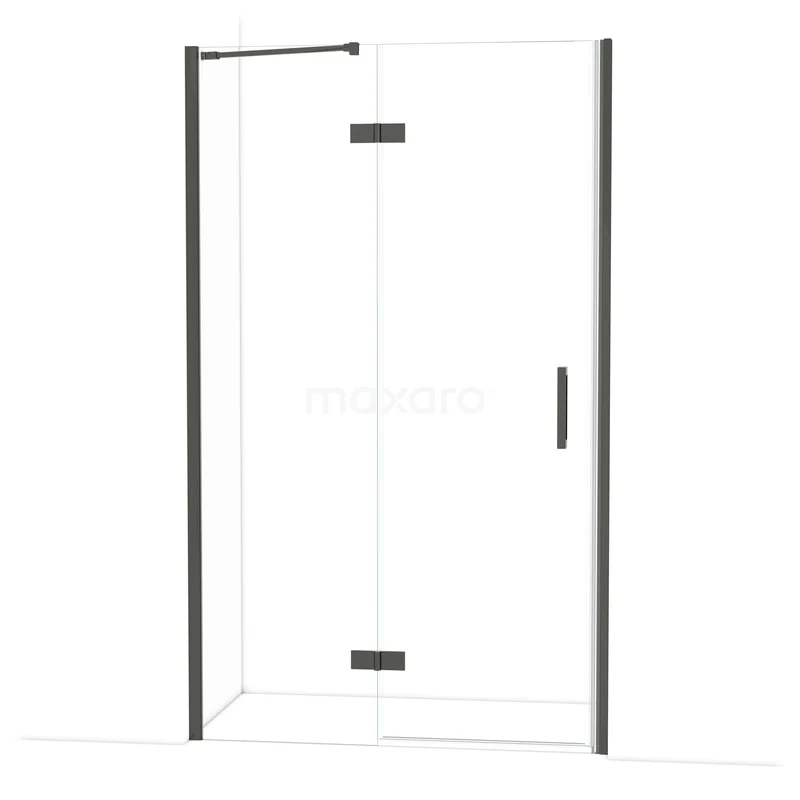 Diamond Douchedeur | 120 cm Zwart chroom Helder glas Draaideur DDB21662210BC Douchewand met hoekinstap, zwart frame, helder glas, ideaal voor een moderne badkamer.