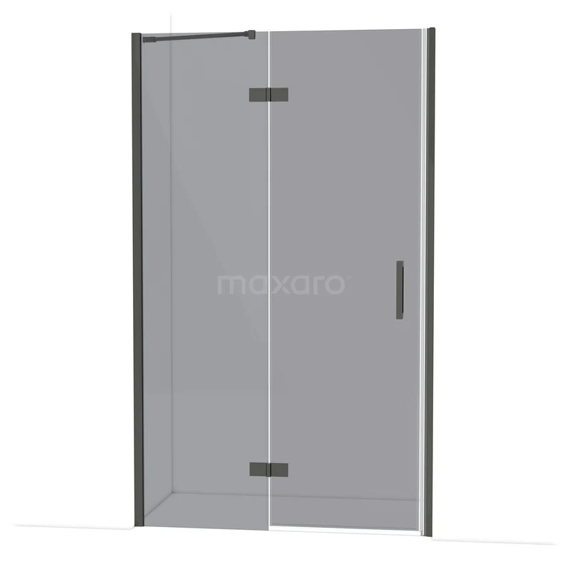 Diamond Douchedeur | 120 cm Zwart chroom Rookglas Draaideur DDB21662211BC Hoekdouchewand met mat zwart frame en helder glas, moderne doucheoplossing voor elke badkamer.