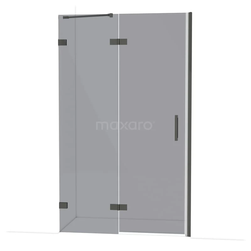 Diamond Douchedeur | 120 cm Zwart chroom Rookglas Draaideur DDB21662221BC Glazen douchedeur met scharnieren, strak design, transparant glas, ideaal voor moderne badkamers.