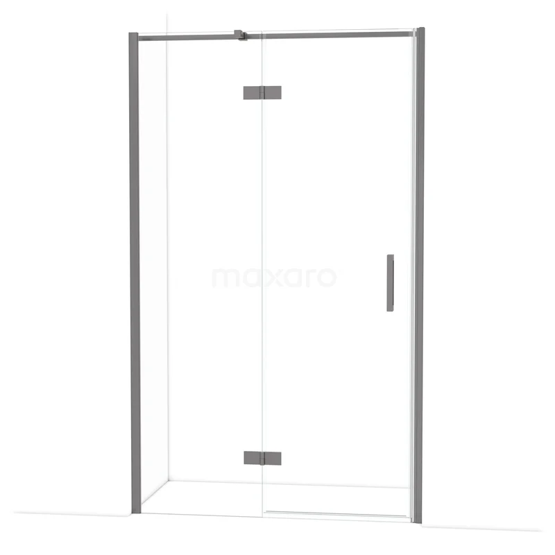 Diamond Douchedeur | 120 cm Zwart metaal Helder glas Draaideur DDB21662310ZM Glazen douchedeur met mat zilveren profiel, stijlvol en strak design, ideaal voor moderne badkamers.