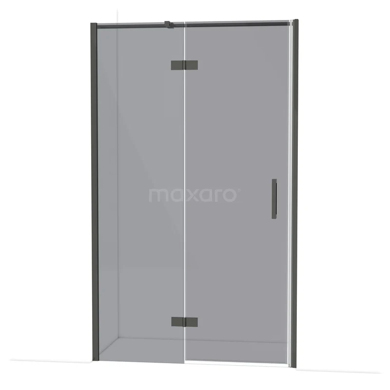 Diamond Douchedeur | 120 cm Zwart chroom Rookglas Draaideur DDB21662311BC Glazen douchedeur met matzwart frame, draaideurdesign, perfect voor een moderne badkamer.