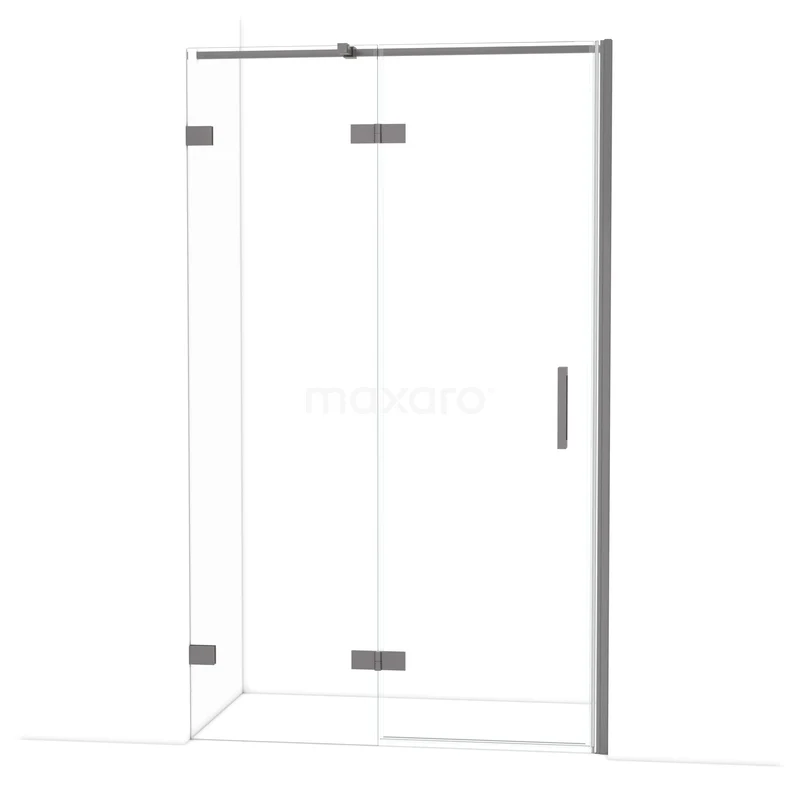 Diamond Douchedeur | 120 cm Zwart metaal Helder glas Draaideur DDB21662320ZM Glazen douchewand met deur, helder glas, minimalistisch design en scharnieren, ideaal voor een moderne badkamer.