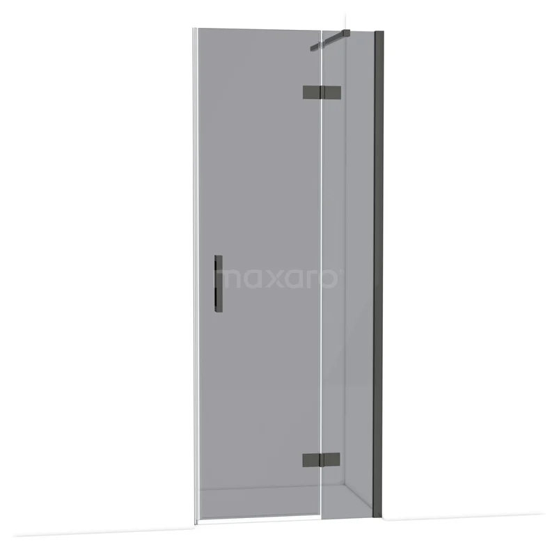 Diamant-Duschtür DDB22351111BCN Glas Duschtür mit Scharnieren, Klarglas und schwarzem Haltegriff, stilvolles Design als Badezimmerlösung.