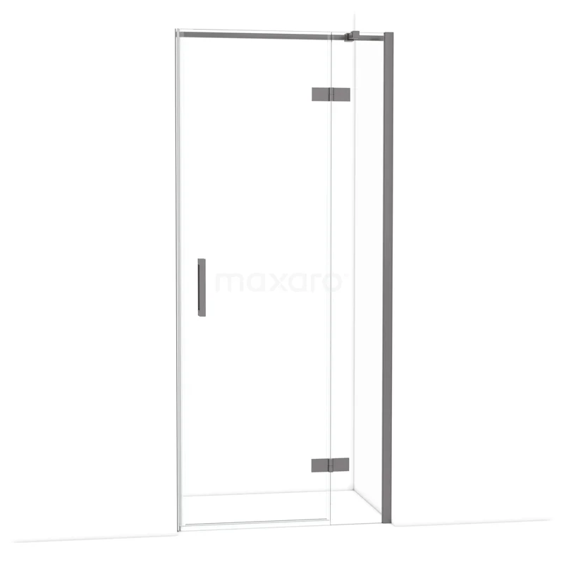 Duschtür Diamant 90 cm 8mm Klar Sicherheitsglas Schwarz Metall DDB22361310ZMN Glasene Duschtür mit Chrom Scharnier, minimalistisches Design, geeignet für moderne Bäder.