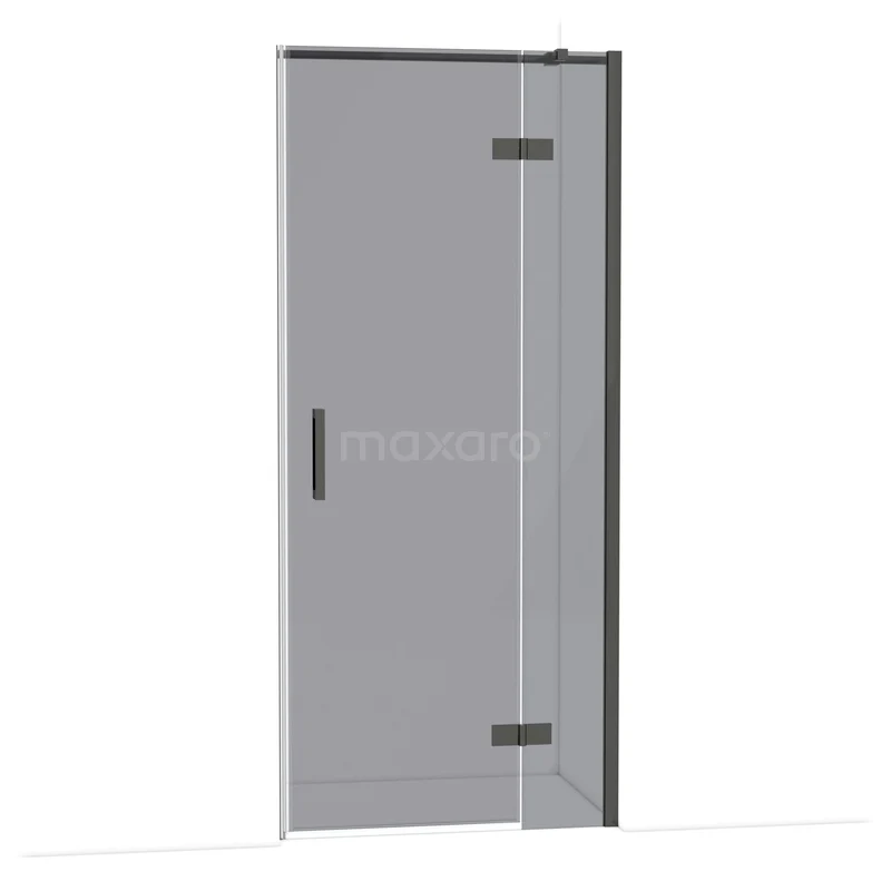 Diamond Douchedeur | 90 cm Zwart chroom Rookglas Draaideur DDB22361311BCN Glazen draaideur voor de badkamer, helder glas, zwart metalen frame en scharnieren, modern ontwerp geschikt voor douchecabine.