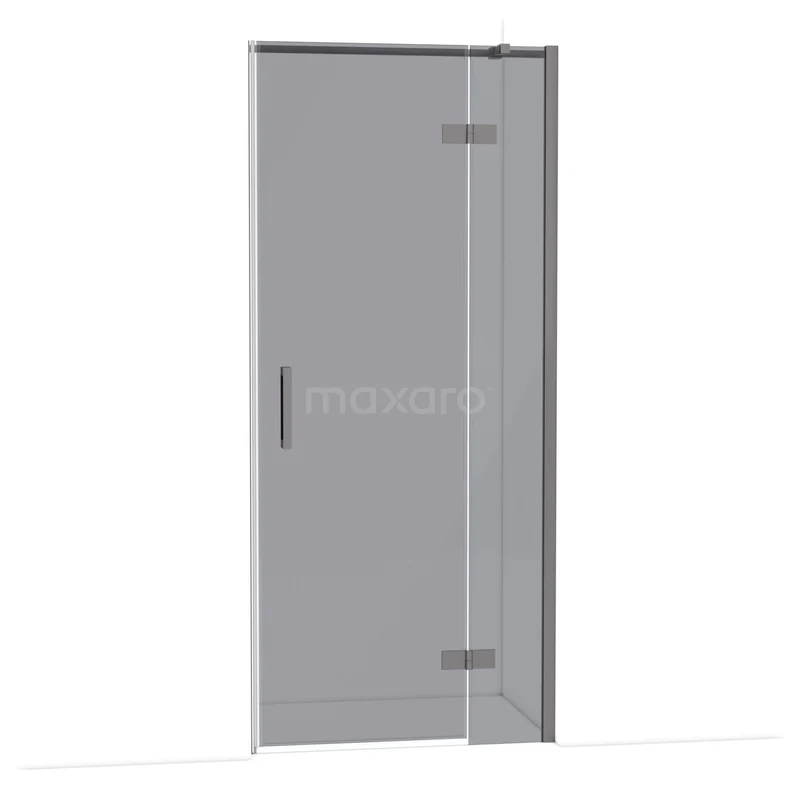 Diamond Shower door | 90 cm Black metal Smoke glass Pivot door DDB22361311ZMN Glazen douchedeur met scharnieren, transparant en minimalistisch design, ideaal als stijlvol badkameraccessoire.