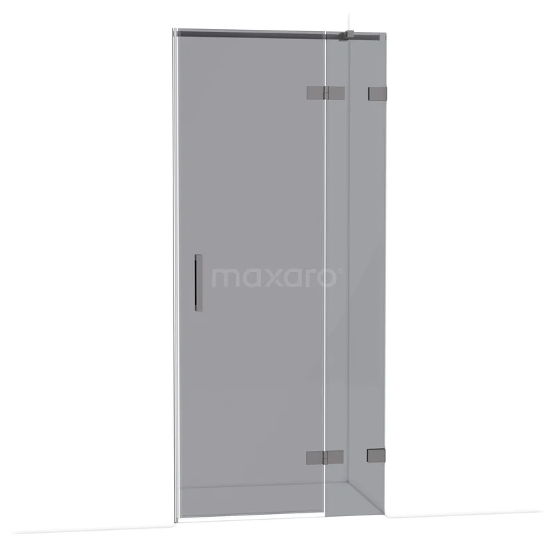 Diamond Shower door | 90 cm Black metal Smoke glass Pivot door DDB22361321ZM Glazen douchedeur met scharnieren, helder glas en grijze rand, geschikt voor moderne badkamers, onderdeel van premium serie.