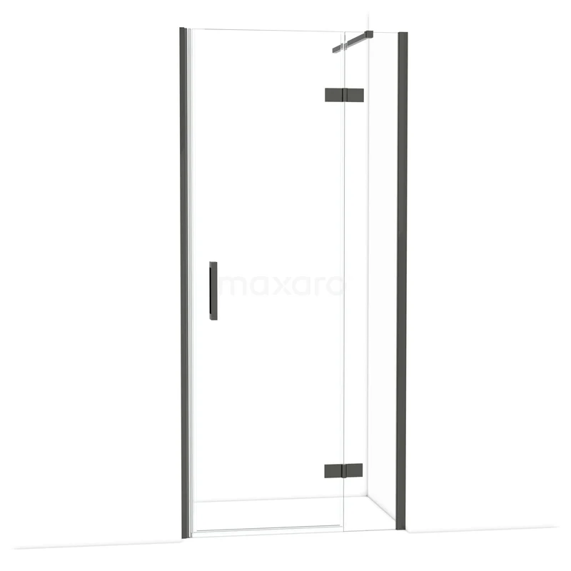 Diamond Douchedeur | 90 cm Zwart chroom Helder glas Draaideur DDB22362110BC Glazen douchedeur met zwart frame en draaideursysteem, ideaal voor een moderne badkamerstijl.