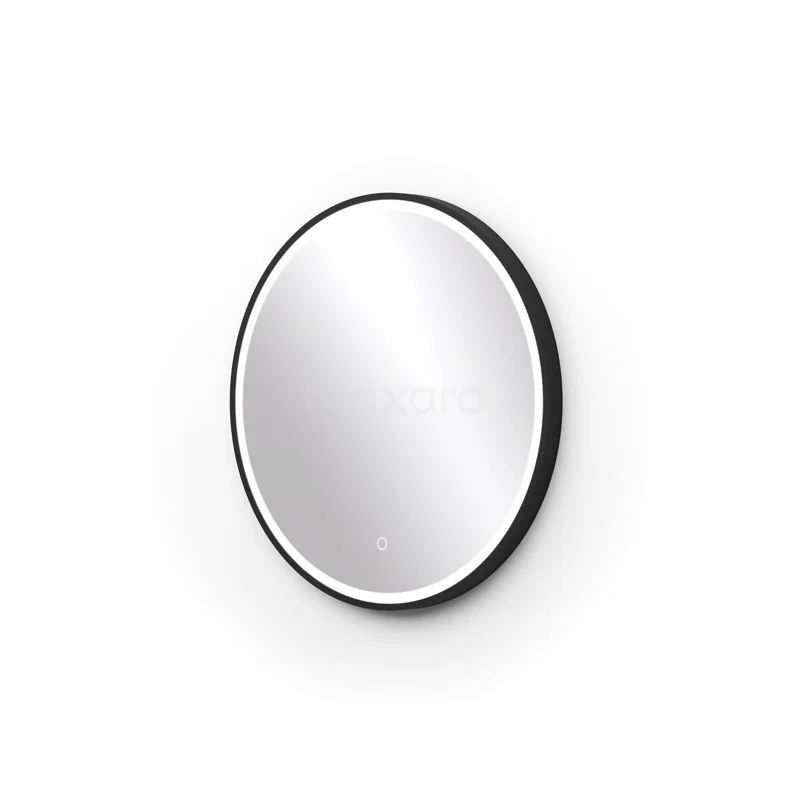 Vivo Badezimmerspiegel mit LED-Beleuchtung | 60 cm Rund Schwarz M45-0600-43180 Runder Badezimmer Spiegel mit Schwarz Metallrand, modernes Design, perfekt für eine stilvolle und minimalistische Einrichtung.