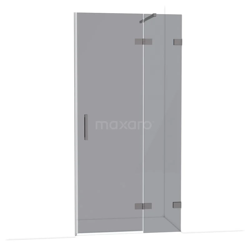 Diamond Douchedeur | 100 cm Zwart metaal Rookglas Draaideur DDB22461121ZM Glazen douchedeur met scharnieren, helder glas, minimalistisch design, ideaal voor een moderne badkamerinrichting.