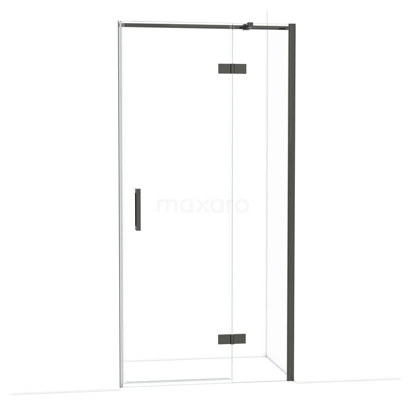 Diamond Douchedeur | 100 cm Zwart chroom Helder glas Draaideur DDB22461310BCN Glazen douchedeur met zwarte metalen accenten, hoekontwerp, ideaal voor moderne badkamers. Serie: strakke minimalistische stijl.