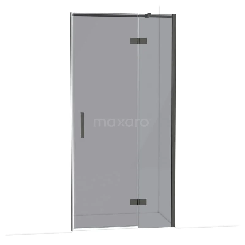 Diamond Douchedeur | 100 cm Zwart chroom Rookglas Draaideur DDB22461311BCN Glazen douchedeur met zwarte scharnieren en handgreep, strak design passend bij moderne badkamers.