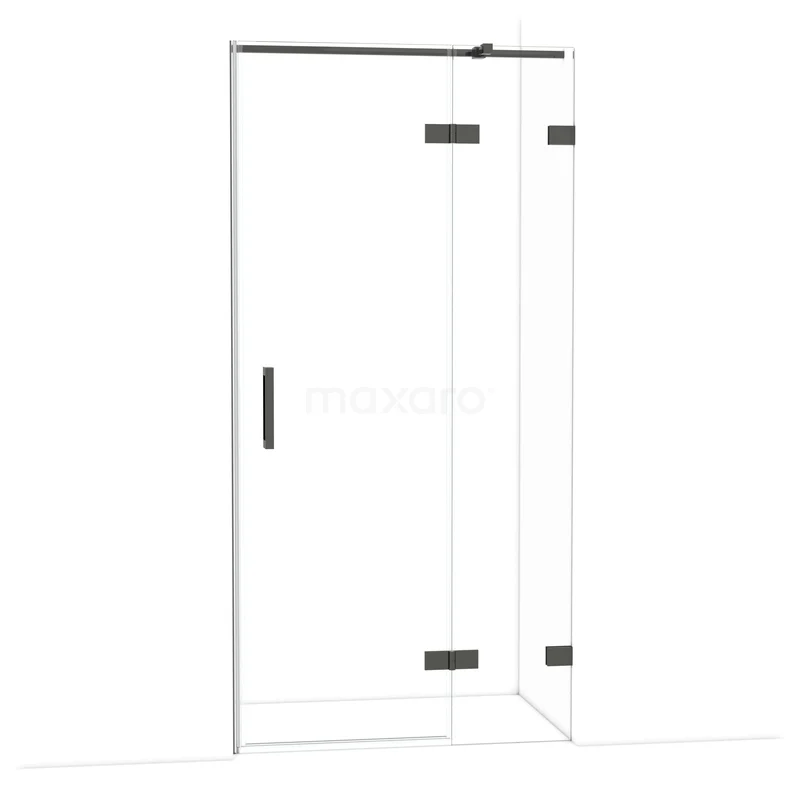 Diamond Douchedeur | 100 cm Zwart chroom Helder glas Draaideur DDB22461320BC Glazen douchewand met zwart frame, hoekopstelling, strak design; ideaal als moderne badkamerdouchewand.