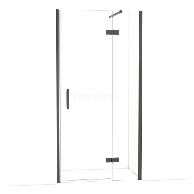 Diamond Douchedeur | 100 cm Zwart chroom Helder glas Draaideur DDB22462110BC Moderne glazen douchecabine met zwarte accenten, draaideur en minimalistisch design, ideaal voor een strakke badkamer.