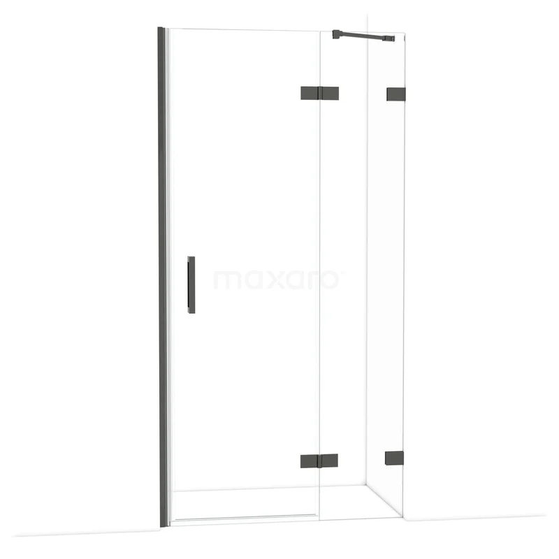 Diamond Douchedeur | 100 cm Zwart chroom Helder glas Draaideur DDB22462220BC Douchedeur met mat zwarte accenten, helder glas en strak design. Perfect voor een moderne badkamer inrichting.