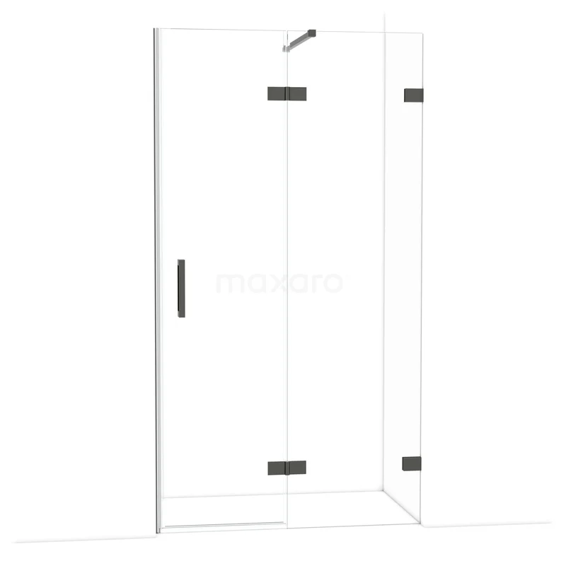 Diamond Douchedeur | 110 cm Zwart chroom Helder glas Draaideur DDB22651120BC Hoekdouchewand met helder glas, zwarte accenten en draaideur, ideaal voor een moderne badkamer inrichting.