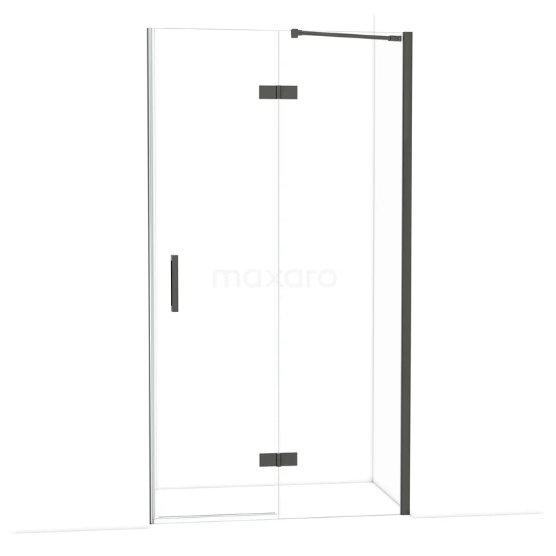 Diamond Douchedeur | 110 cm Zwart chroom Helder glas Draaideur DDB22651210BCN Douchedeur met zwart frame, helder glas en moderne scharnieren, ideaal voor een stijlvolle badkamerinrichting.