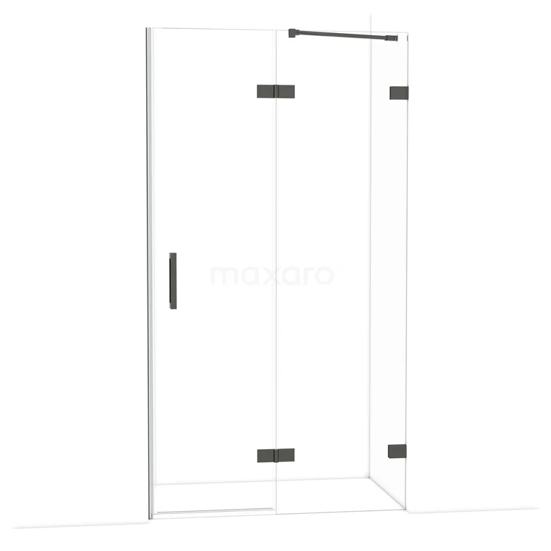 Diamond Douchedeur | 110 cm Zwart chroom Helder glas Draaideur DDB22651220BC Douchewand van helder glas met zwarte metalen accenten, perfect voor moderne badkamers. Minimalistisch design uit premium serie.