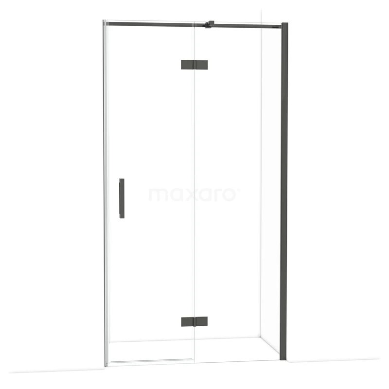 Diamond Douchedeur | 110 cm Zwart chroom Helder glas Draaideur DDB22651310BCN Douchedeur met helder glas, zwart frame en scharnieren, modern design, ideaal voor een stijlvolle en strakke badkamerinrichting.